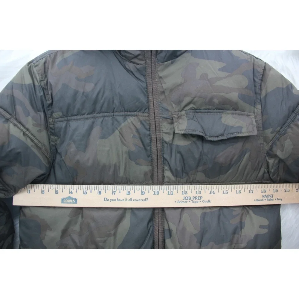 Old Navy Childrens Fur Trimmed Hooded Puffer Jacket L 10-12 Green Camo Boys Coat